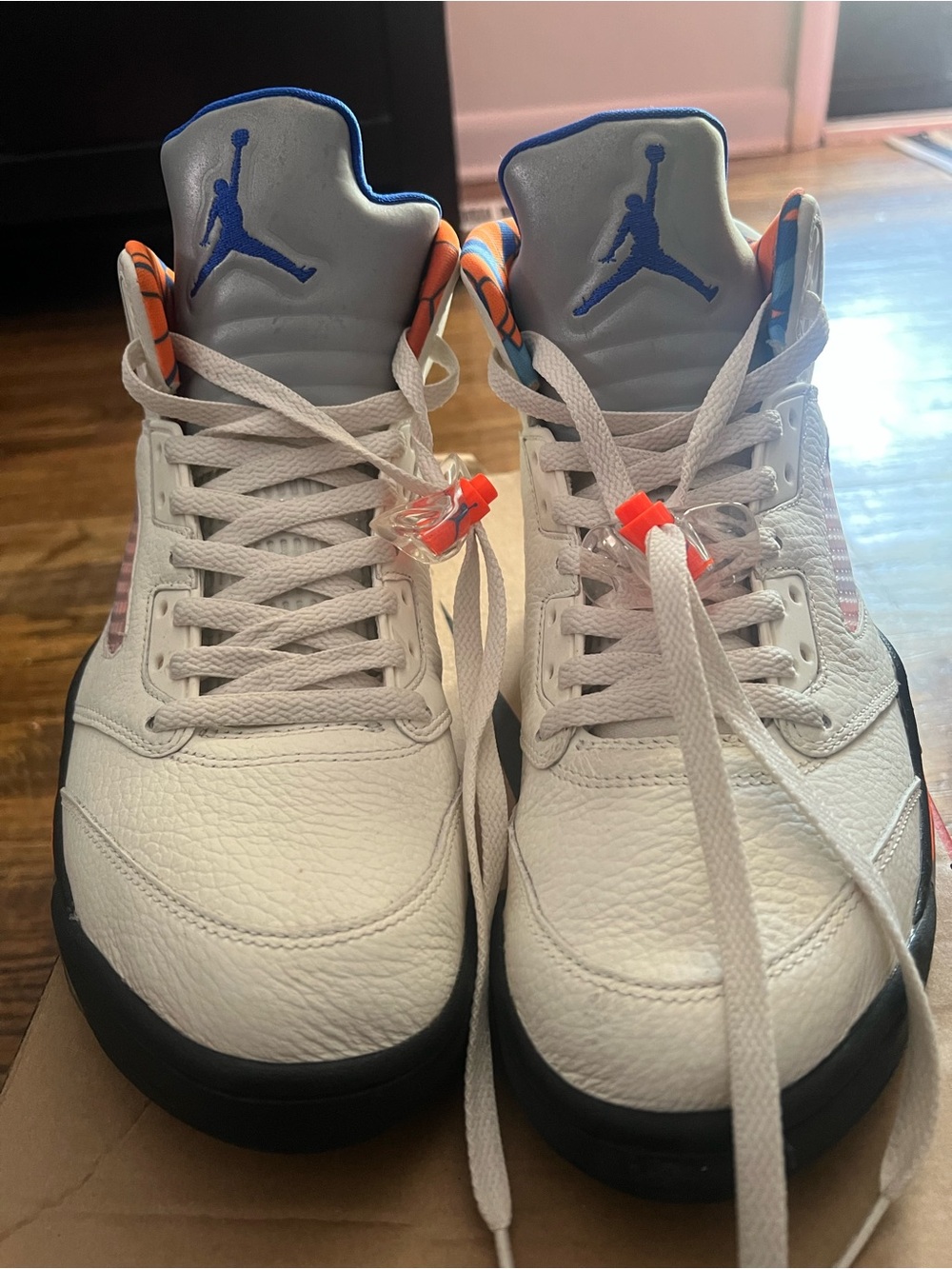 Jordan White Blue Orange Retro Basketball Shoes